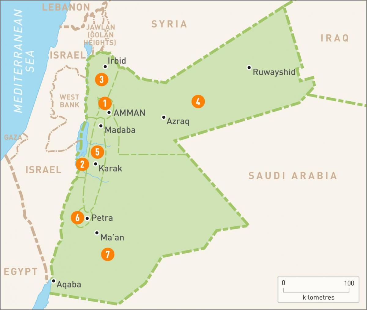 amman, Jordanie sur la carte