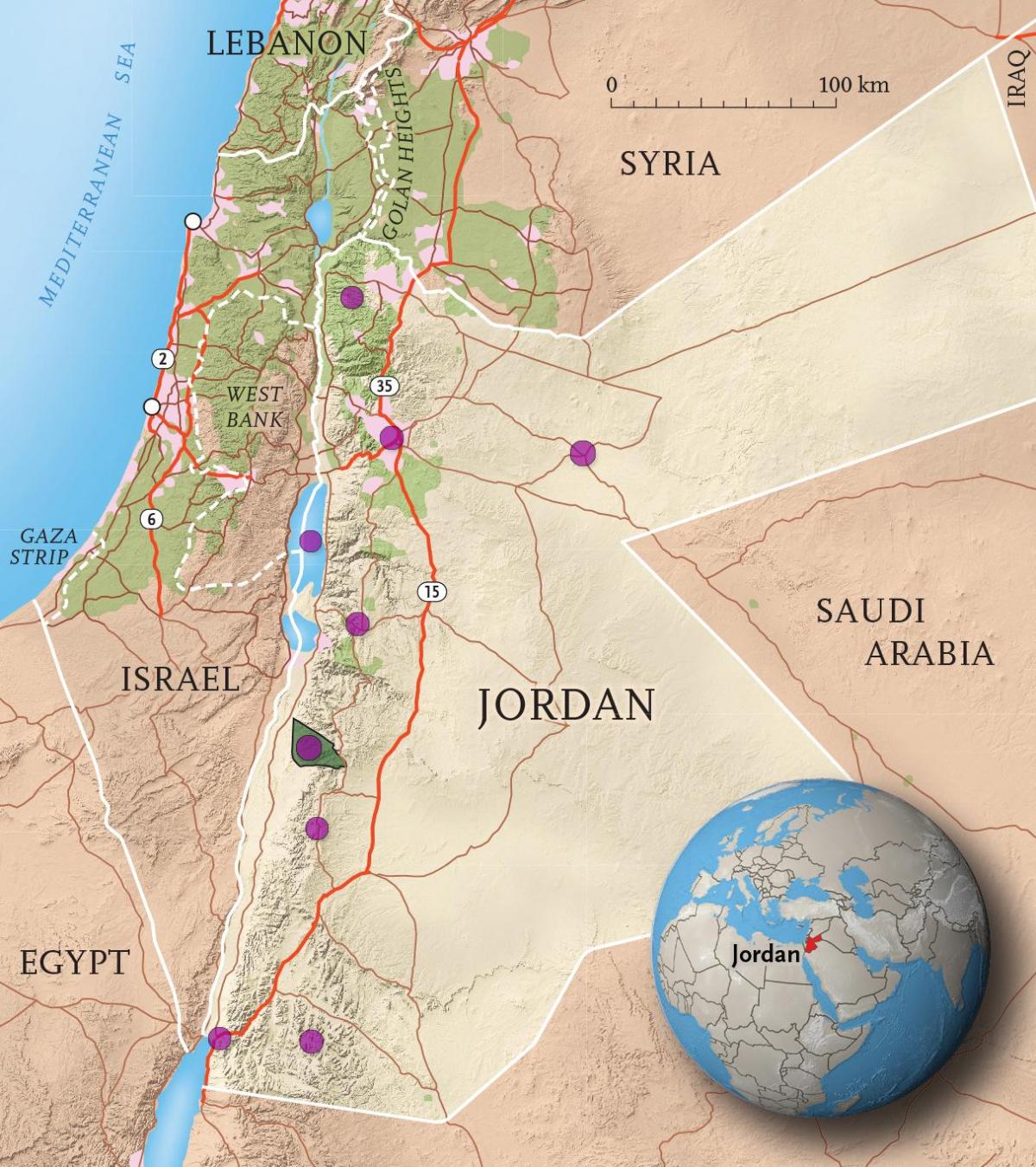 royaume de Jordanie carte