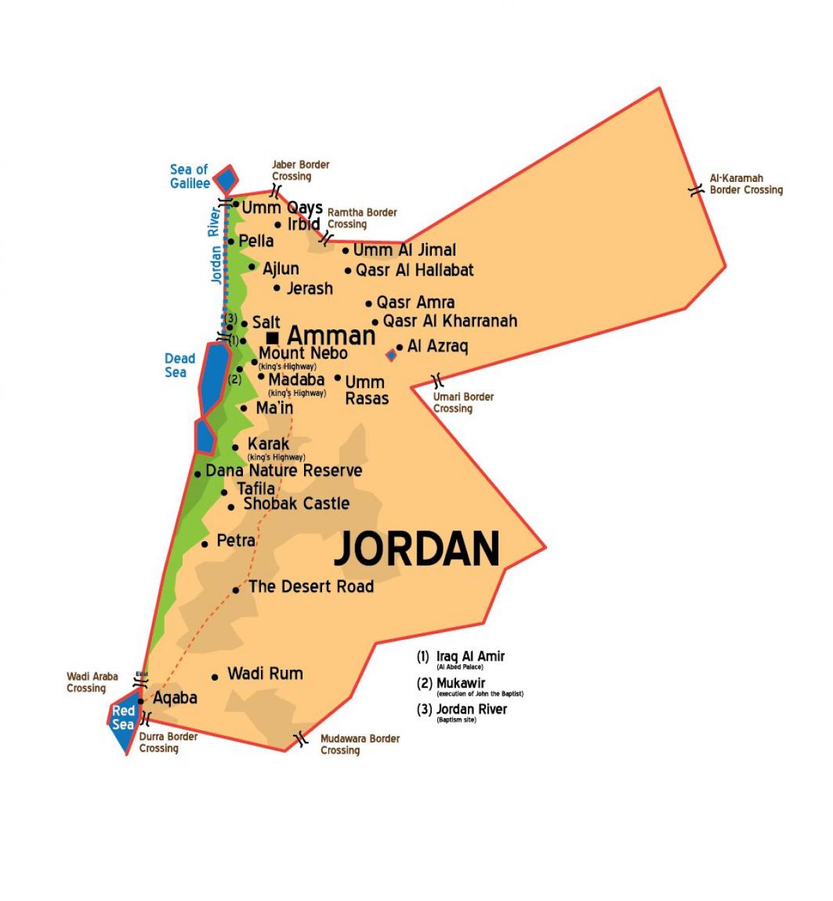 Jordan villes de la carte