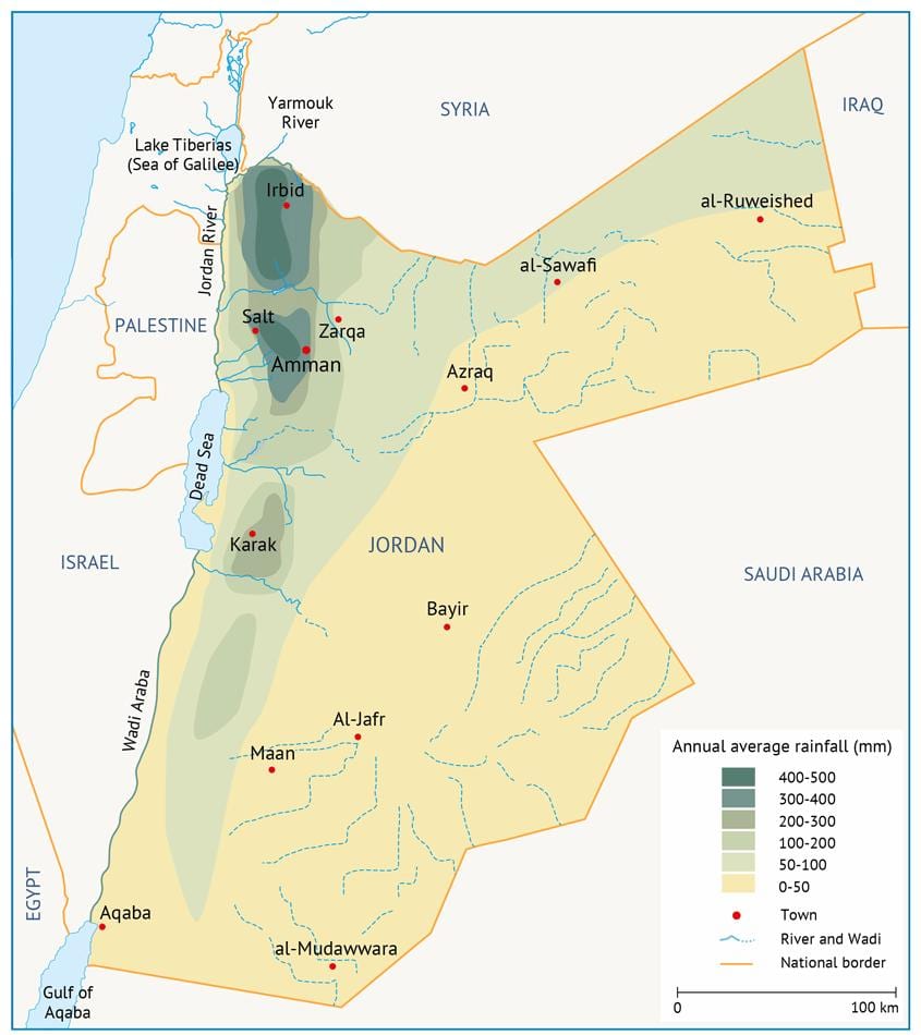 carte de la Jordanie, de la géographie