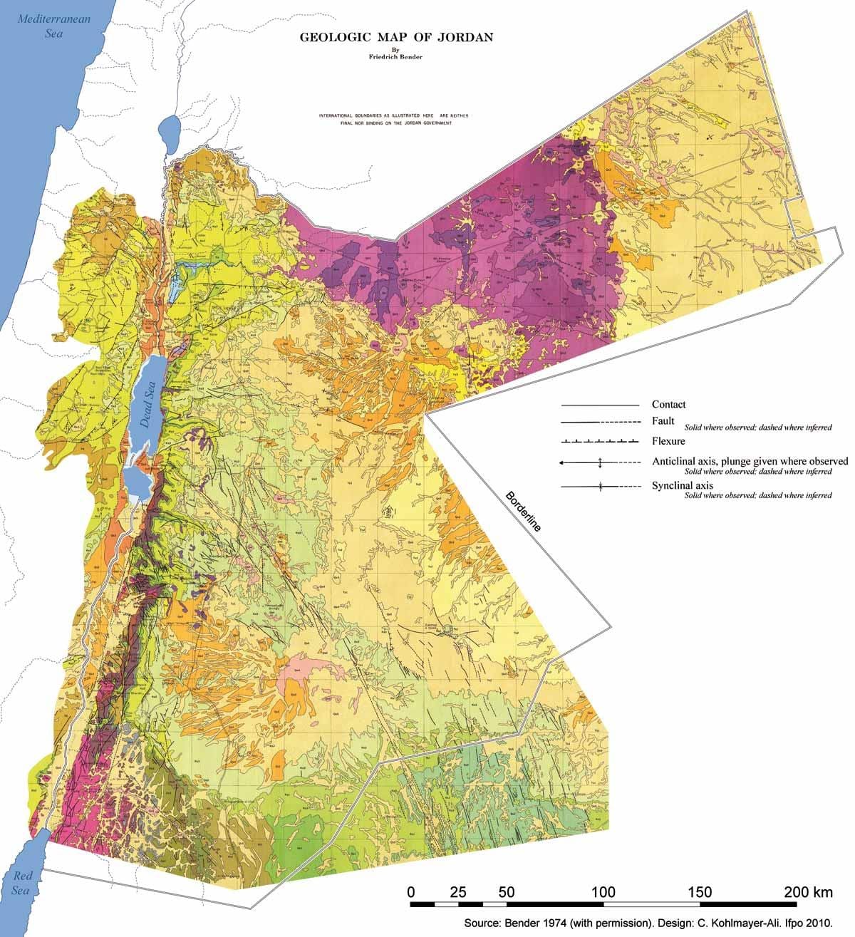 carte de la Jordanie, de la géologie