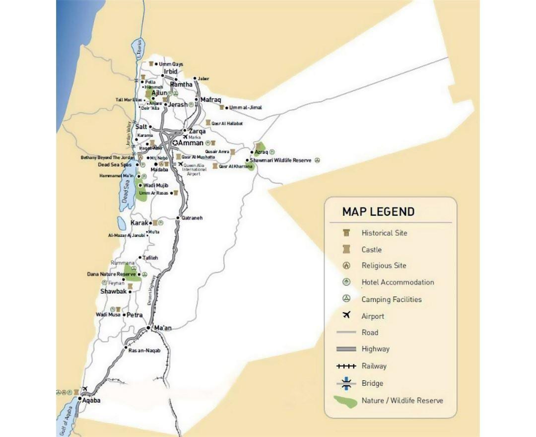 La carte de voyage jordanie