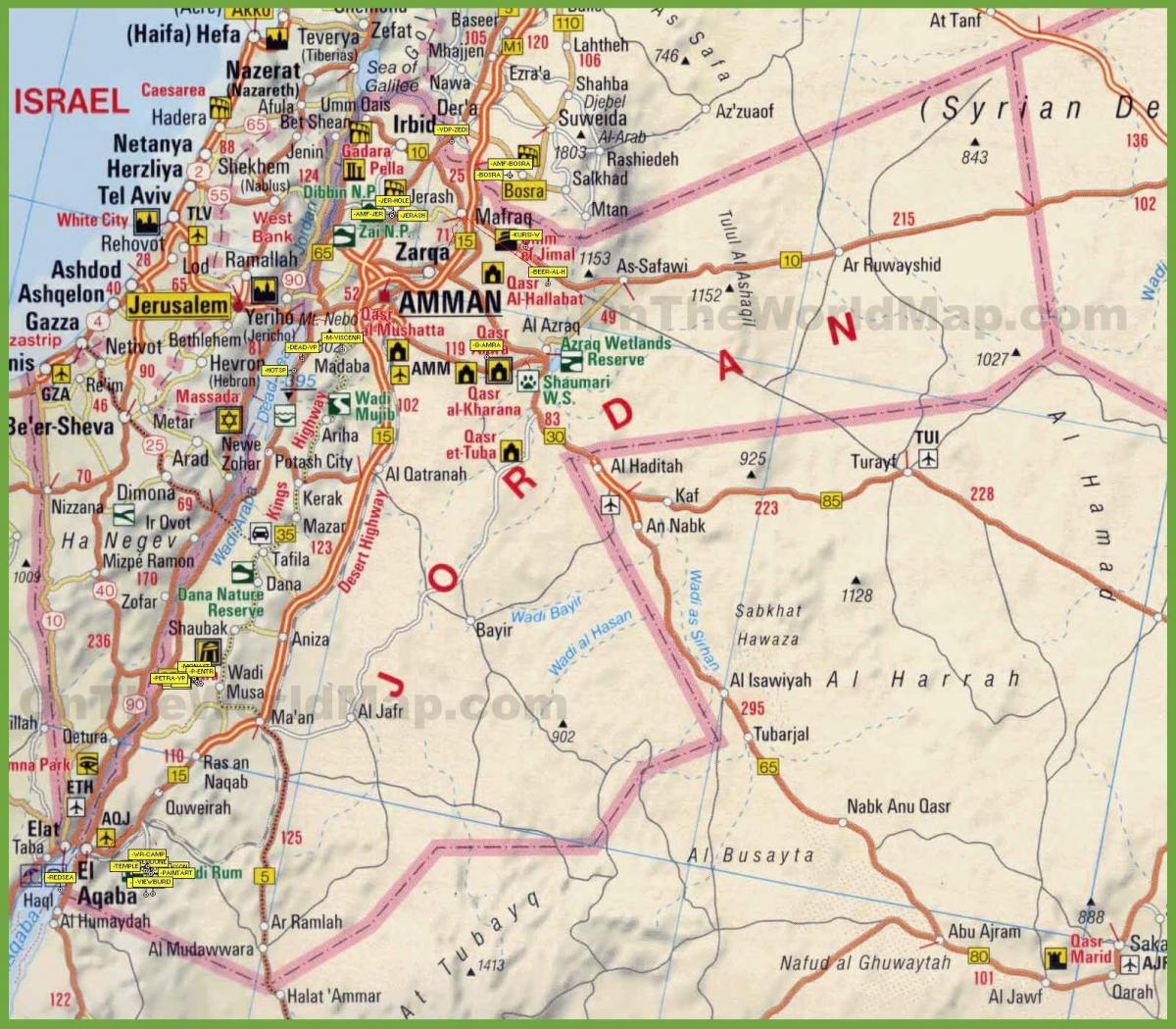 carte de la route de la Jordanie